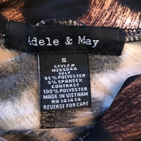 Adele May Cheetah Leopard Print Top Womens Size Small Brown Black Super Stretch - Picture 4 of 7